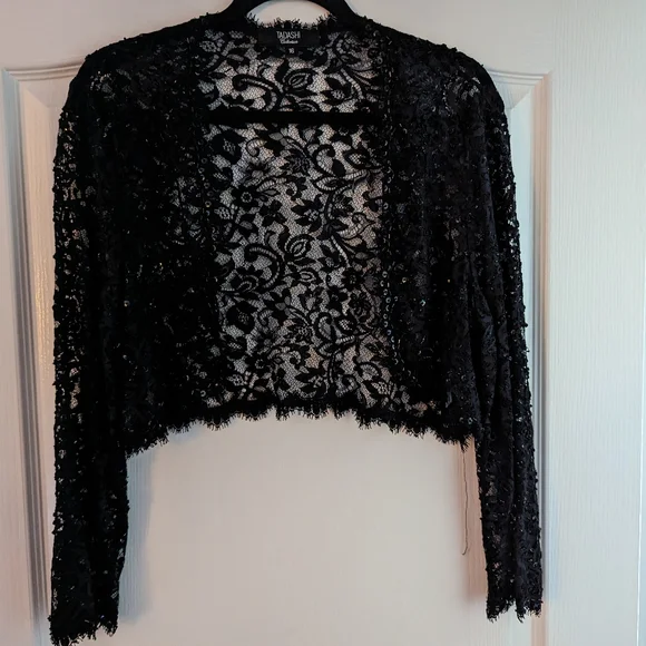Tadashi Shoji | Jackets & Coats | Tadashi Evening Lace Bolero Jacket 6 Black  | Poshmark